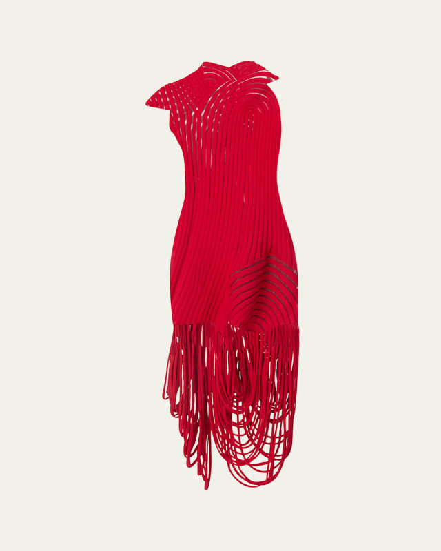 Asymmetric Ornate Illusion Dress